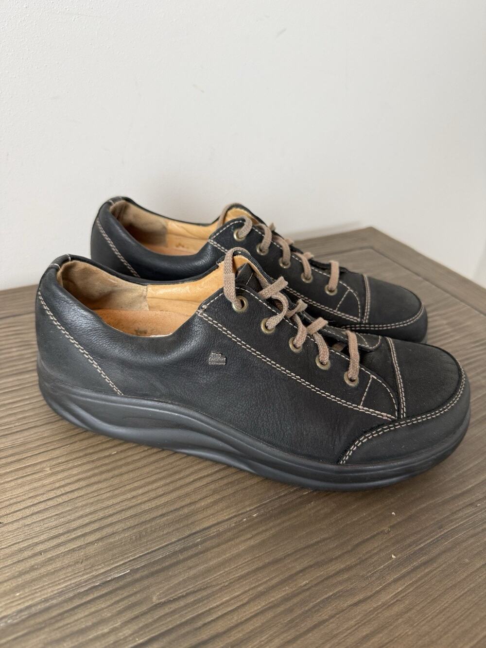 Finn Comfort Ikebukuro Rodeobuk Schwarz Women's Leather Sneakers Black US 8.5